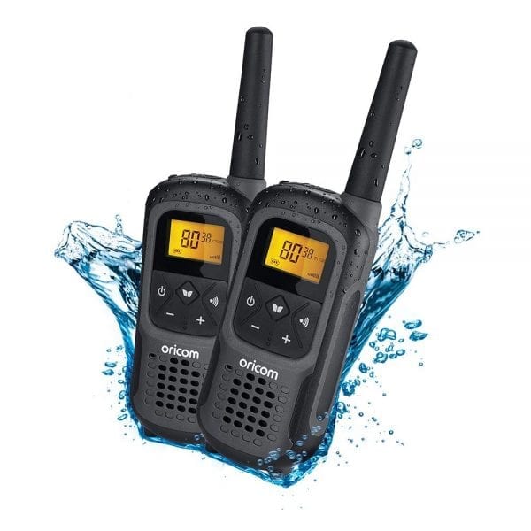 UHF CB Handheld 2-Way Radio - 80Ch. 2W Waterproof IPX7 Portable Twin Pack
